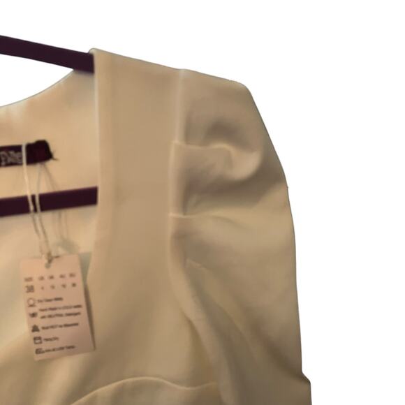 FIRE Womens Bling White Scuba Rhinestone Blingy Peplum Dress 4 Bridal Wedding - Picture 5 of 12